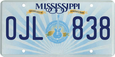 MS license plate OJL838