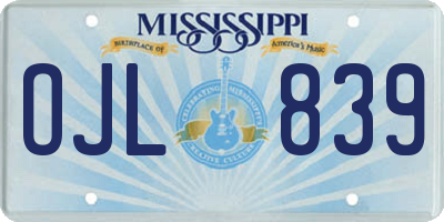 MS license plate OJL839