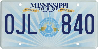 MS license plate OJL840