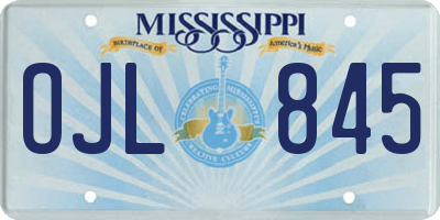 MS license plate OJL845