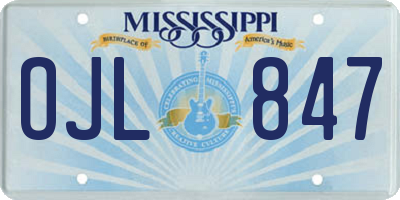 MS license plate OJL847