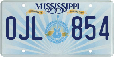MS license plate OJL854