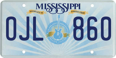 MS license plate OJL860
