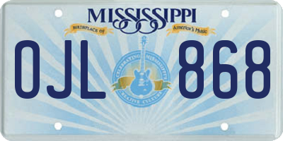 MS license plate OJL868