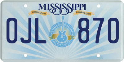 MS license plate OJL870