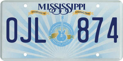 MS license plate OJL874