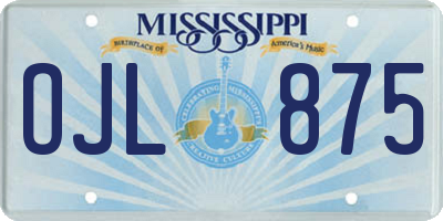 MS license plate OJL875