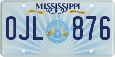 MS license plate OJL876