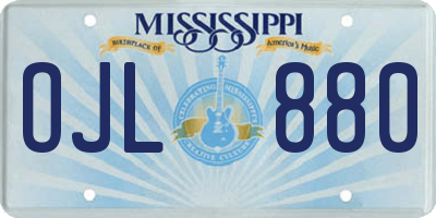 MS license plate OJL880