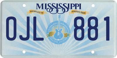 MS license plate OJL881