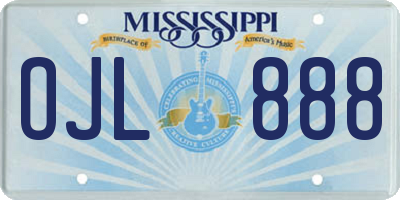 MS license plate OJL888