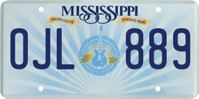 MS license plate OJL889