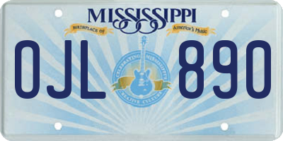 MS license plate OJL890