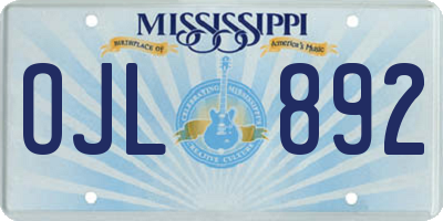 MS license plate OJL892