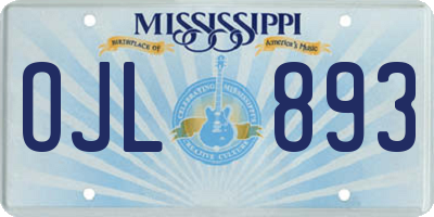 MS license plate OJL893