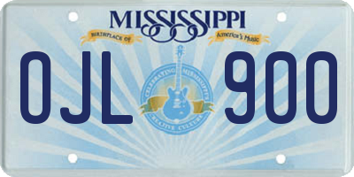 MS license plate OJL900