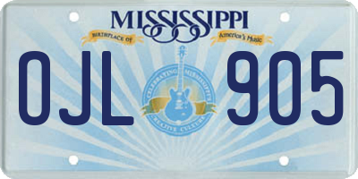 MS license plate OJL905
