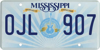 MS license plate OJL907