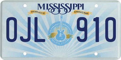MS license plate OJL910
