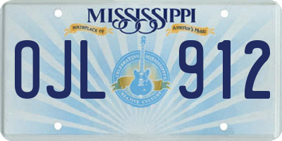 MS license plate OJL912
