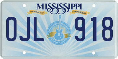 MS license plate OJL918