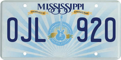 MS license plate OJL920