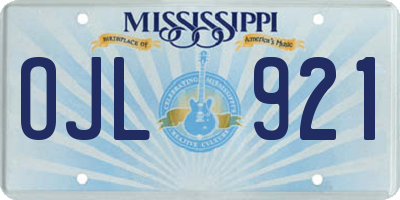 MS license plate OJL921