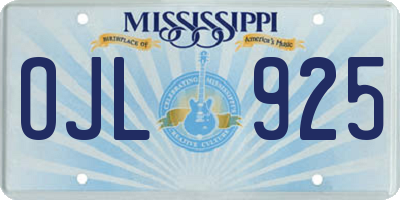 MS license plate OJL925