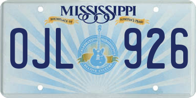 MS license plate OJL926