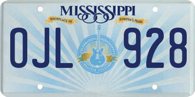 MS license plate OJL928