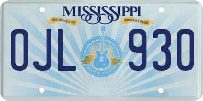 MS license plate OJL930