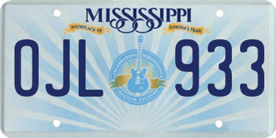MS license plate OJL933