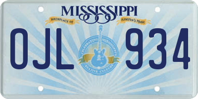 MS license plate OJL934