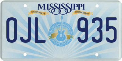 MS license plate OJL935