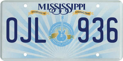 MS license plate OJL936