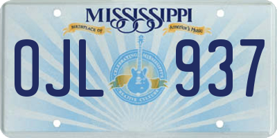 MS license plate OJL937