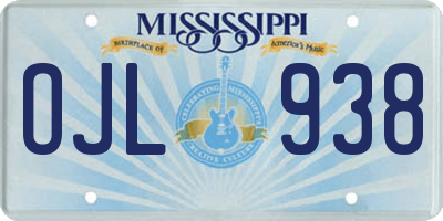 MS license plate OJL938