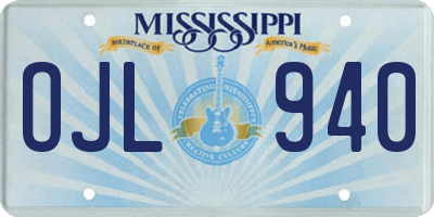 MS license plate OJL940
