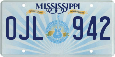 MS license plate OJL942