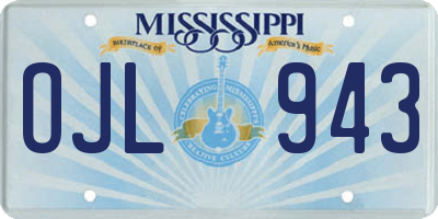MS license plate OJL943