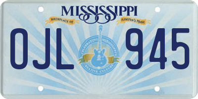 MS license plate OJL945