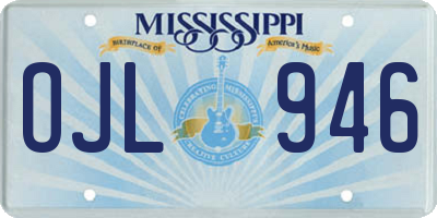 MS license plate OJL946
