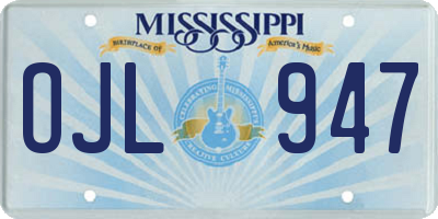 MS license plate OJL947