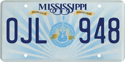 MS license plate OJL948