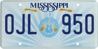MS license plate OJL950