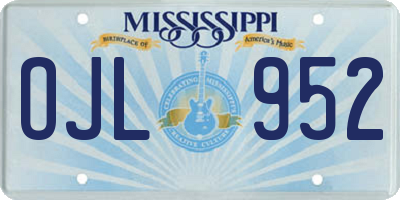 MS license plate OJL952