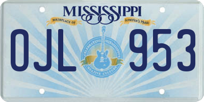 MS license plate OJL953