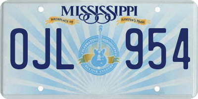 MS license plate OJL954