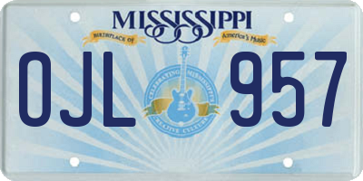 MS license plate OJL957