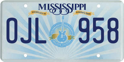 MS license plate OJL958